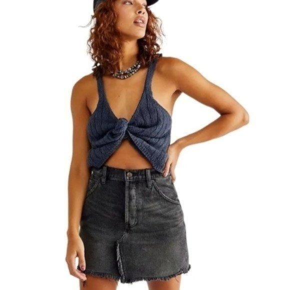 Free People Dresses & Skirts - Free People Brea Cutoff Mini Skirt Faded Black 26 NWT